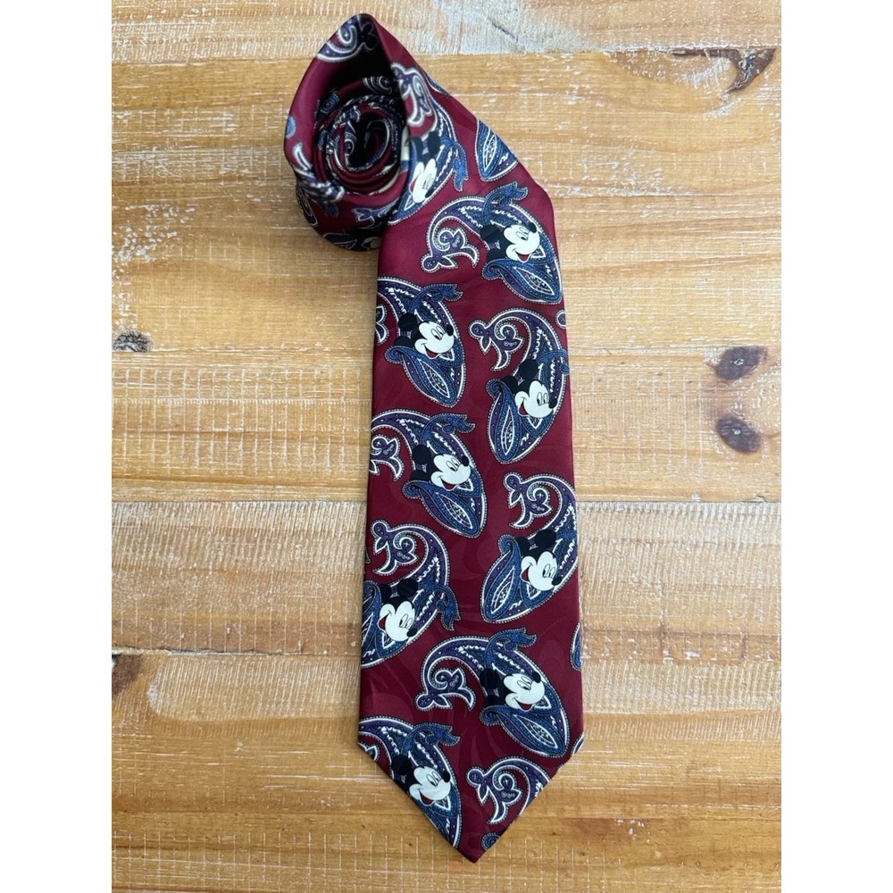 Mickey Mouse Unlimited Disney Necktie Paisley W/ Mickey Faces Men Polyester Tie